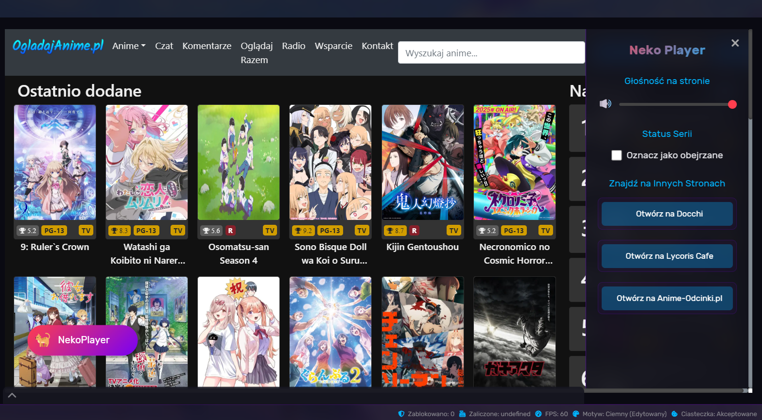 NekoPlayer - odtwarzacz anime w NekoBrowser